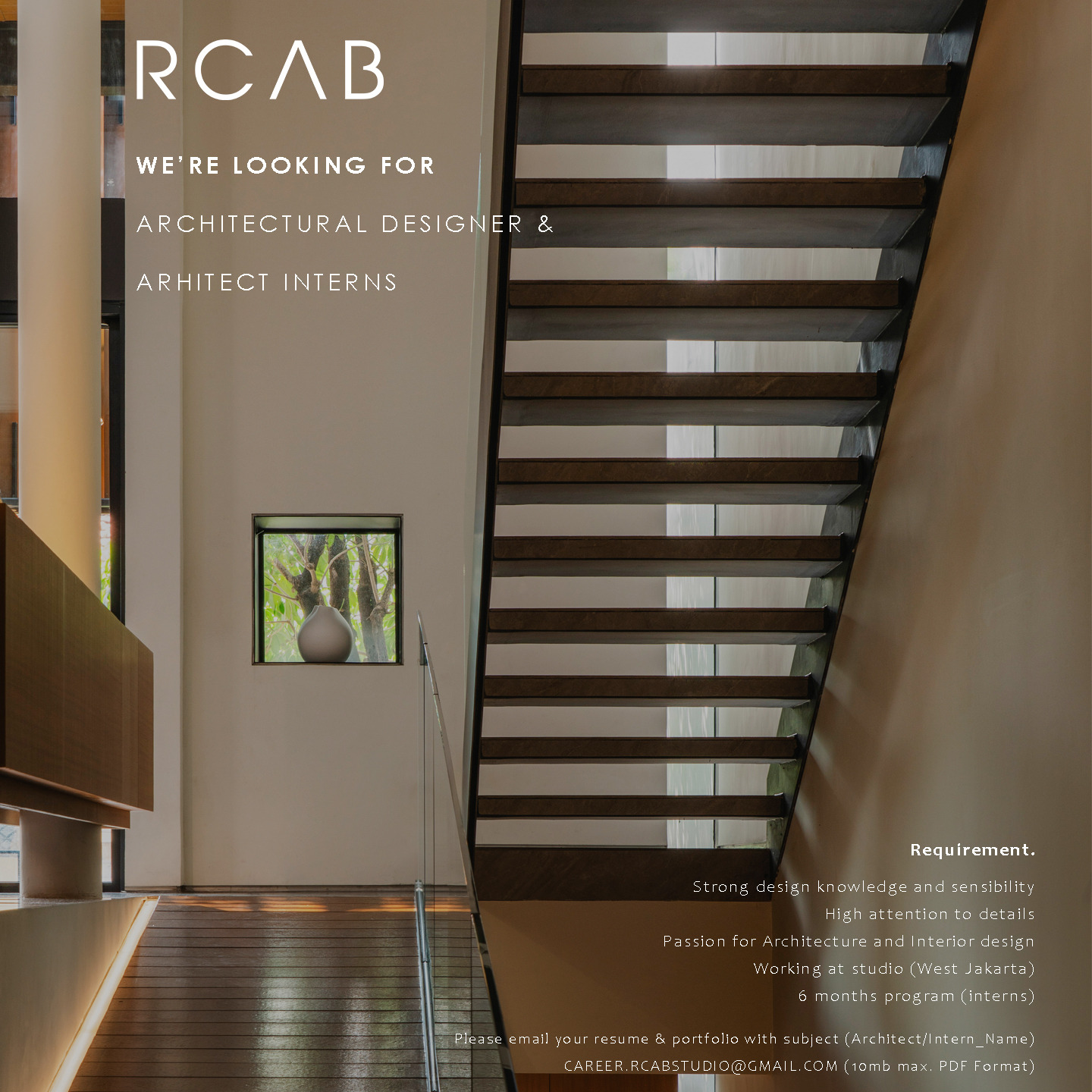 Poster Lowongan Architectural Designer & Architect Intern di RCAB Studio Jakarta 1
