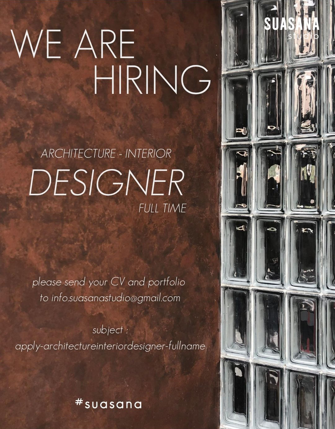 Poster Lowongan Architecture Interior Designer di Suasana Studio 1