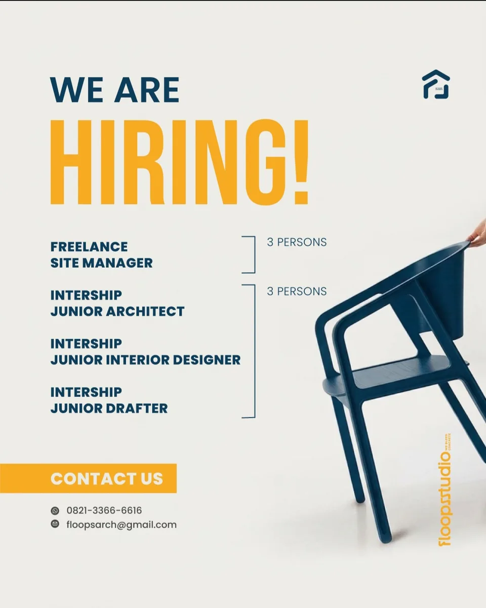 Poster Site Manager, Internship Junior Architect, Internship Interior Design, Internship Drafter di Floopsstudio 1