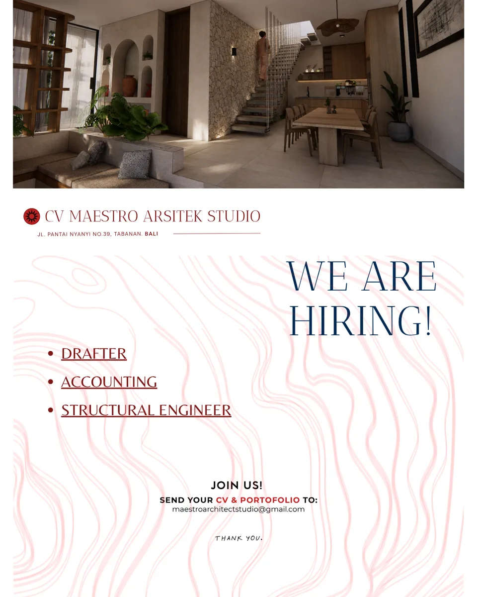 Poster Drafter, Accounting, Structural Engineer - KAB. TABANAN | CV MAESTRO ARSITEK STUDIO 1