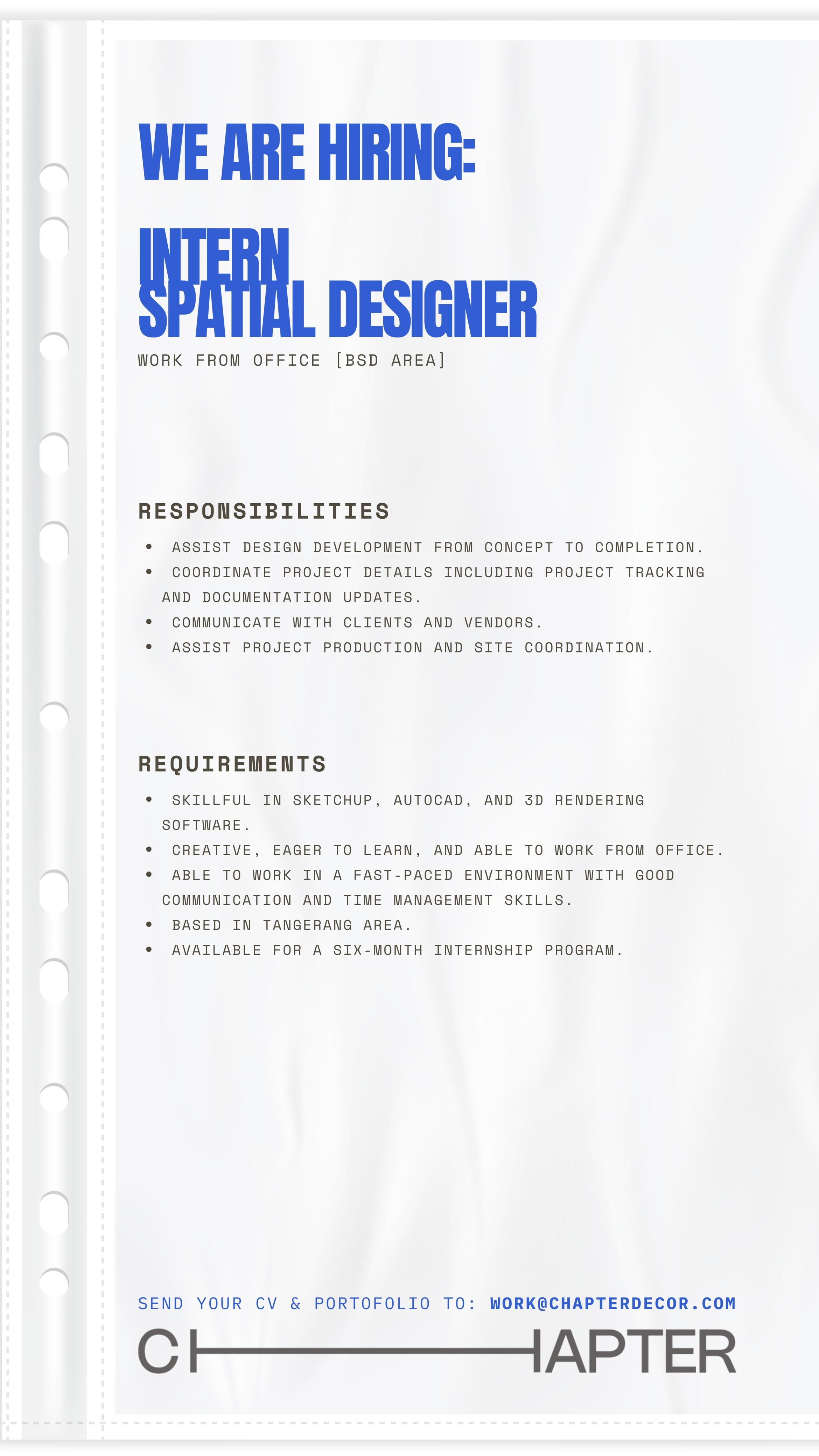 Poster Intern Spatial Designer di Chapter Decor Studio 1