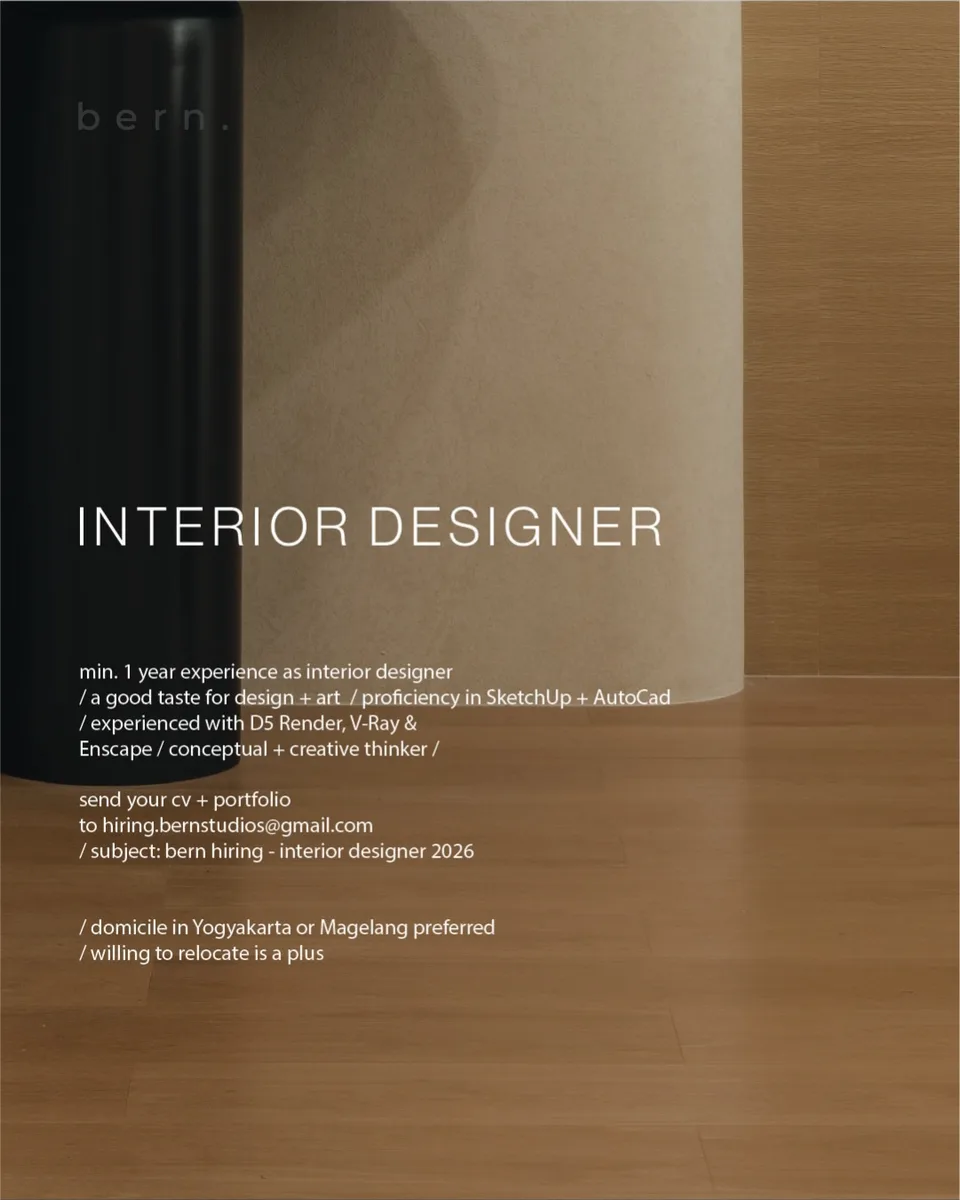 Poster Lowongan Interior Designer dan Drafter di Bern Studios Jakarta 2