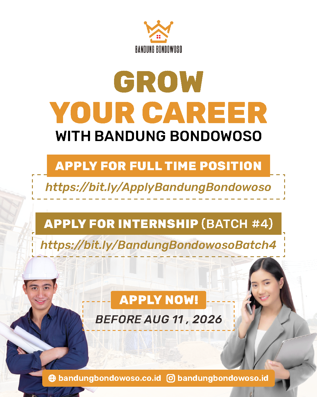 Poster Engineering Project Officer, Marketing Officer, Architecture Intern, Content Creator Intern di Bandung Bondowoso 6