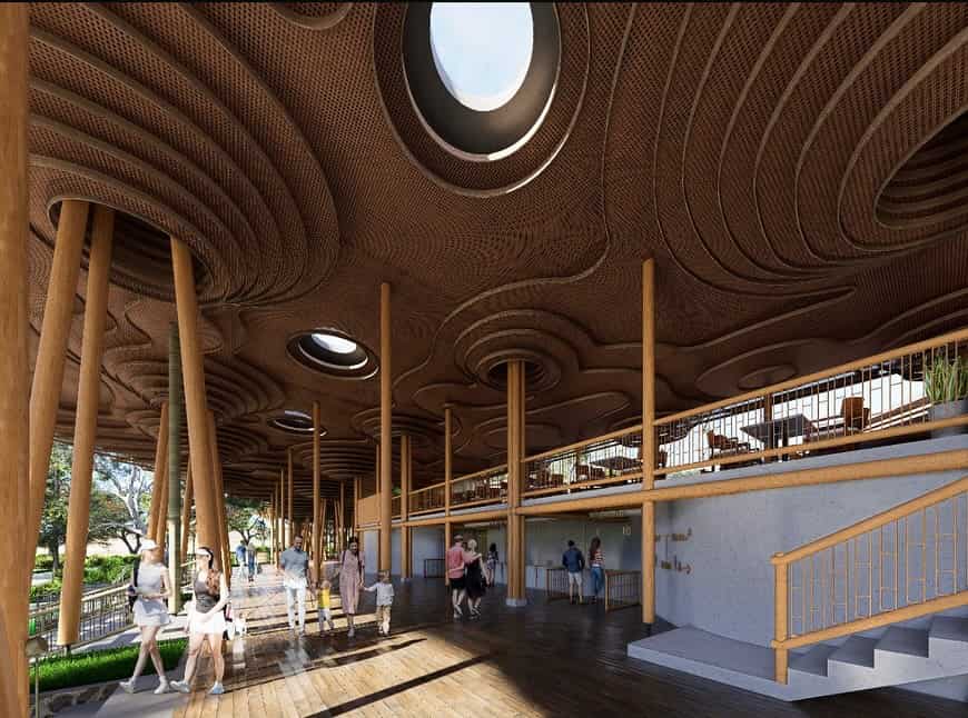 Grand lobby of a resort complex